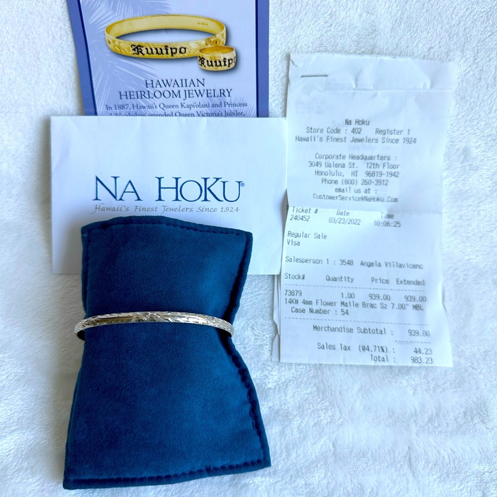 Na Hoku Hawaiian Heirloom Flower Maile bracelet- size 7
